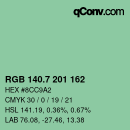 カラーコード: RGB 140.7 201 162 | qconv.com