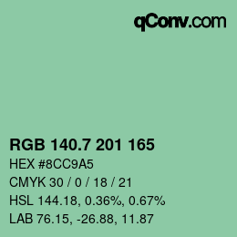 カラーコード: RGB 140.7 201 165 | qconv.com