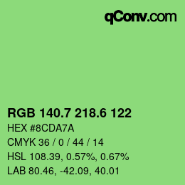 カラーコード: RGB 140.7 218.6 122 | qconv.com