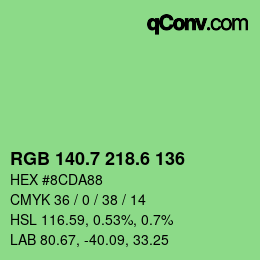 カラーコード: RGB 140.7 218.6 136 | qconv.com