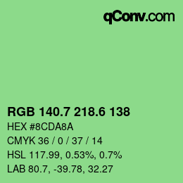 カラーコード: RGB 140.7 218.6 138 | qconv.com