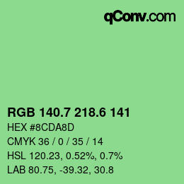 カラーコード: RGB 140.7 218.6 141 | qconv.com