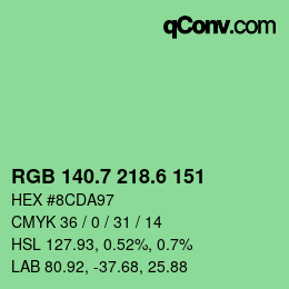 カラーコード: RGB 140.7 218.6 151 | qconv.com