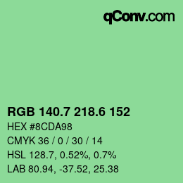 カラーコード: RGB 140.7 218.6 152 | qconv.com