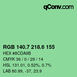 カラーコード: RGB 140.7 218.6 155 | qconv.com
