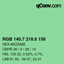 カラーコード: RGB 140.7 218.6 158 | qconv.com