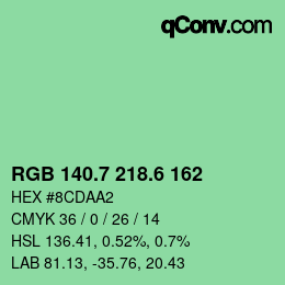 カラーコード: RGB 140.7 218.6 162 | qconv.com