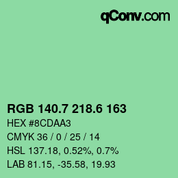 カラーコード: RGB 140.7 218.6 163 | qconv.com