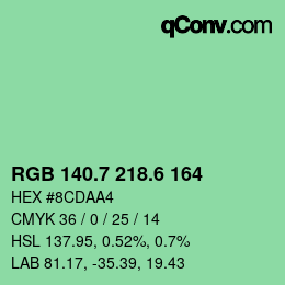 カラーコード: RGB 140.7 218.6 164 | qconv.com