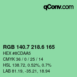 カラーコード: RGB 140.7 218.6 165 | qconv.com