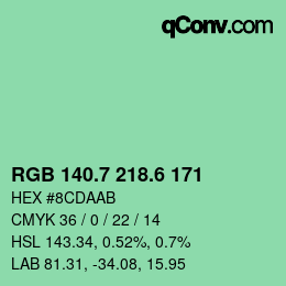 カラーコード: RGB 140.7 218.6 171 | qconv.com