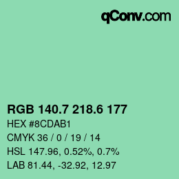 カラーコード: RGB 140.7 218.6 177 | qconv.com