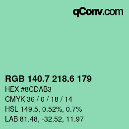 カラーコード: RGB 140.7 218.6 179 | qconv.com