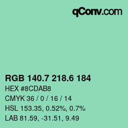 カラーコード: RGB 140.7 218.6 184 | qconv.com