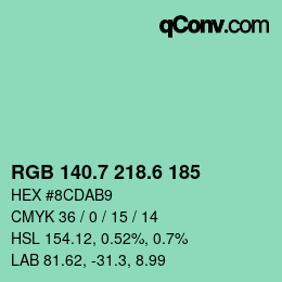 カラーコード: RGB 140.7 218.6 185 | qconv.com