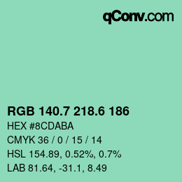 カラーコード: RGB 140.7 218.6 186 | qconv.com