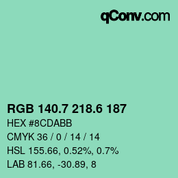 カラーコード: RGB 140.7 218.6 187 | qconv.com