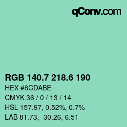 カラーコード: RGB 140.7 218.6 190 | qconv.com