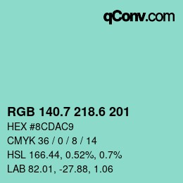 カラーコード: RGB 140.7 218.6 201 | qconv.com