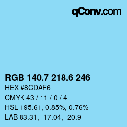 カラーコード: RGB 140.7 218.6 246 | qconv.com