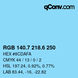 カラーコード: RGB 140.7 218.6 250 | qconv.com