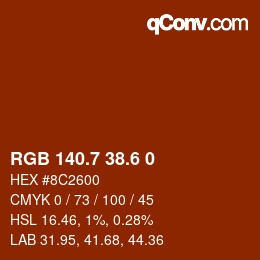 カラーコード: RGB 140.7 38.6 0 | qconv.com