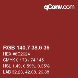 カラーコード: RGB 140.7 38.6 36 | qconv.com