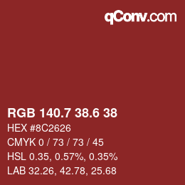 カラーコード: RGB 140.7 38.6 38 | qconv.com