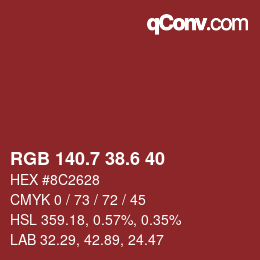 カラーコード: RGB 140.7 38.6 40 | qconv.com