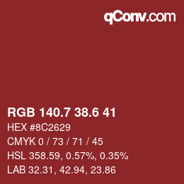 カラーコード: RGB 140.7 38.6 41 | qconv.com