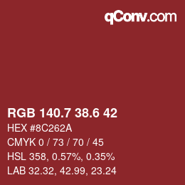 カラーコード: RGB 140.7 38.6 42 | qconv.com