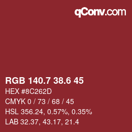 カラーコード: RGB 140.7 38.6 45 | qconv.com