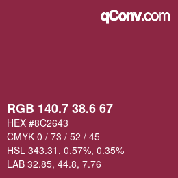 カラーコード: RGB 140.7 38.6 67 | qconv.com