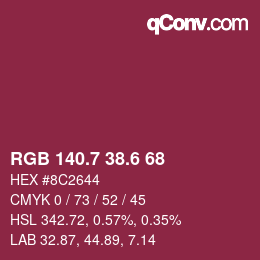 カラーコード: RGB 140.7 38.6 68 | qconv.com