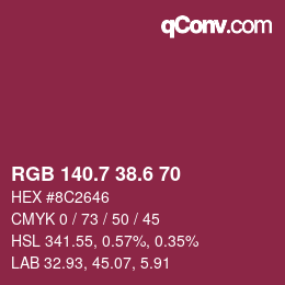 カラーコード: RGB 140.7 38.6 70 | qconv.com