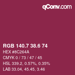 カラーコード: RGB 140.7 38.6 74 | qconv.com