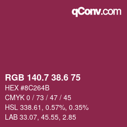 カラーコード: RGB 140.7 38.6 75 | qconv.com