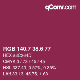 カラーコード: RGB 140.7 38.6 77 | qconv.com