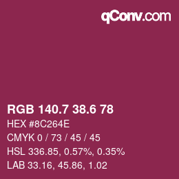 カラーコード: RGB 140.7 38.6 78 | qconv.com