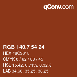 カラーコード: RGB 140.7 54 24 | qconv.com