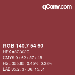 カラーコード: RGB 140.7 54 60 | qconv.com