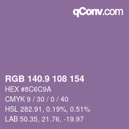 Color code: RGB 140.9 108 154 | qconv.com