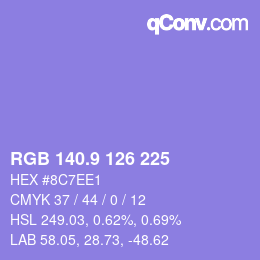 カラーコード: RGB 140.9 126 225 | qconv.com