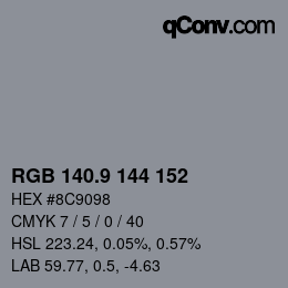 カラーコード: RGB 140.9 144 152 | qconv.com