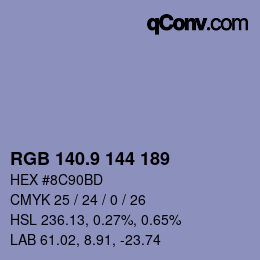 カラーコード: RGB 140.9 144 189 | qconv.com