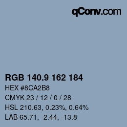 カラーコード: RGB 140.9 162 184 | qconv.com