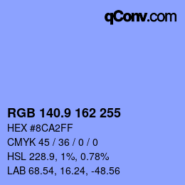 カラーコード: RGB 140.9 162 255 | qconv.com