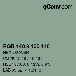 カラーコード: RGB 140.9 165 148 | qconv.com