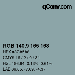 Color code: RGB 140.9 165 168 | qconv.com