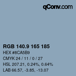 カラーコード: RGB 140.9 165 185 | qconv.com